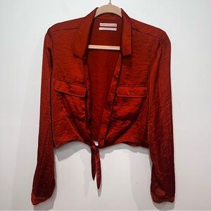 Urban Outfitters Elvira Button-Down Top in Rust